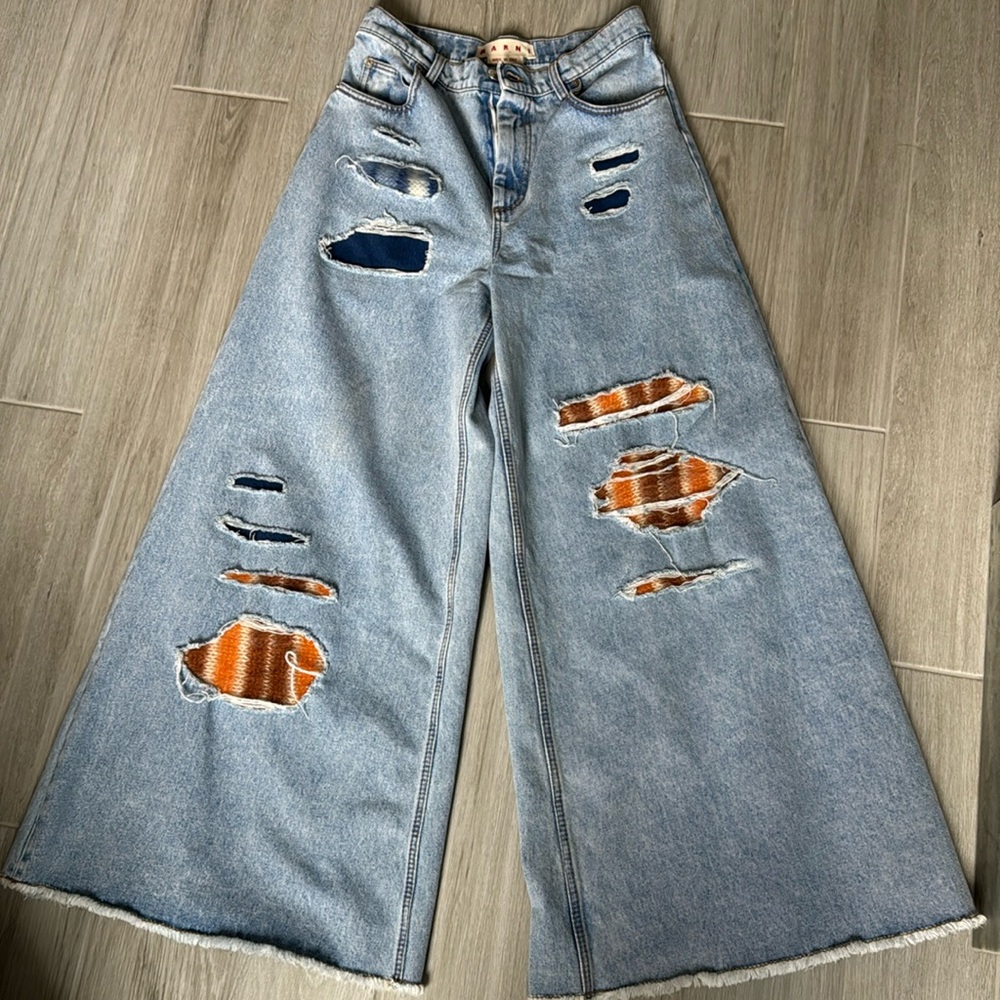 Marni mohair patch jeans
